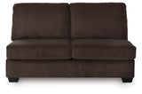 Kimlee Chocolate Armless Loveseat from Ashley - Luna Furniture