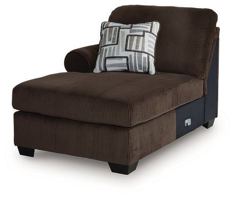 Kimlee Chocolate Left-Arm Facing Corner Chaise from Ashley - Luna Furniture