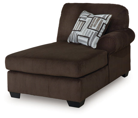 Kimlee Chocolate Right-Arm Facing Corner Chaise from Ashley - Luna Furniture