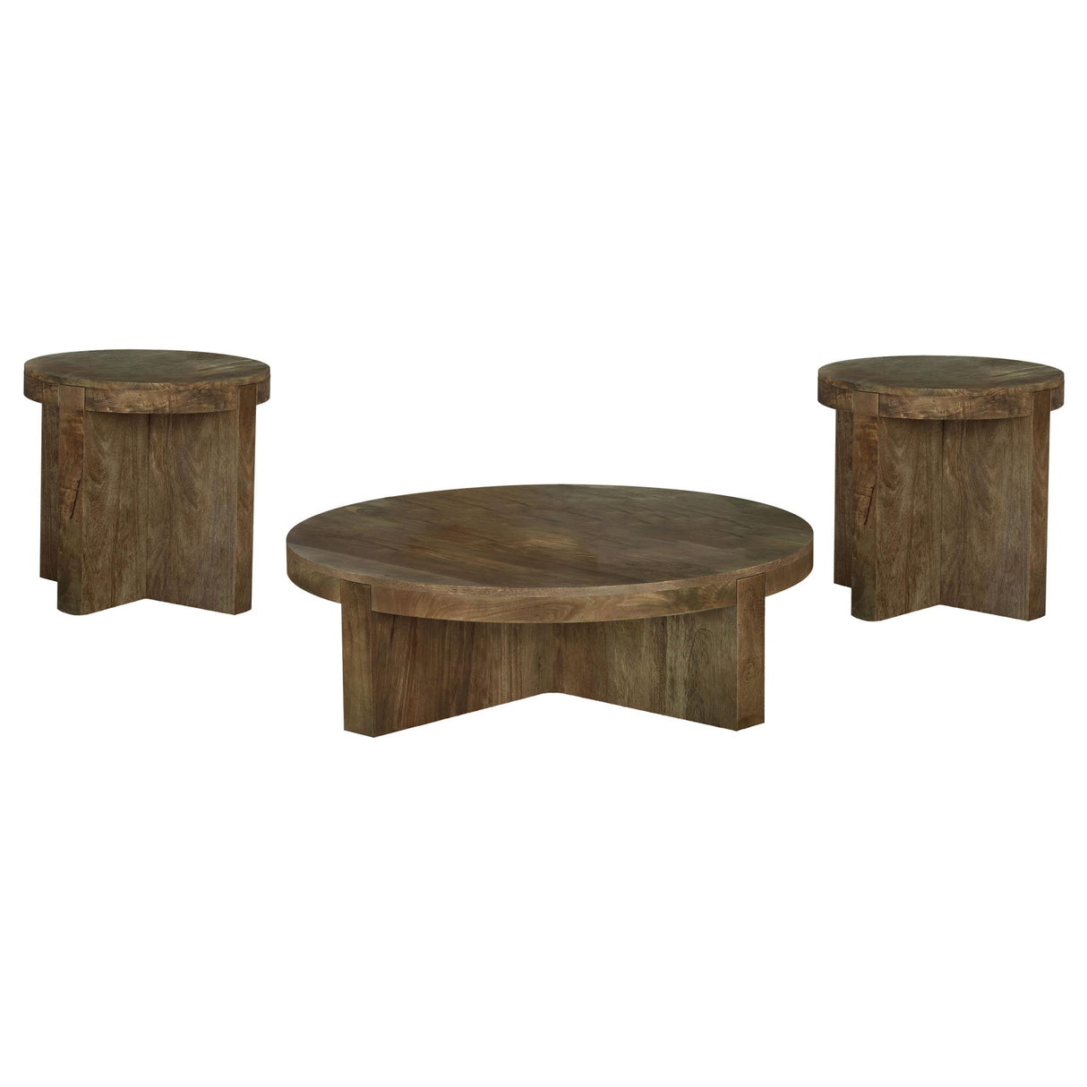 Kinkaid Brown 3-Piece Solid Wood Coffee and End Table Set from Coaster - Luna Furniture