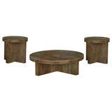 Kinkaid Brown 3-Piece Solid Wood Coffee and End Table Set from Coaster - Luna Furniture