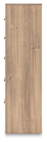 Kinlanni King Upholstered Panel Bed with Dresser and Chest in Tan from Ashley - Luna Furniture