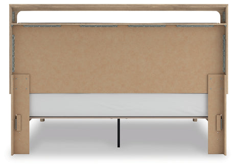 Kinlanni King Upholstered Platform Bed with Dresser and Chest in Tan from Ashley - Luna Furniture