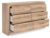 Kinlanni King Upholstered Platform Bed with Dresser in Tan from Ashley Furniture - Luna Furniture