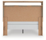 Kinlanni Queen Upholstered Panel Bed with Dresser in Tan from Ashley - Luna Furniture