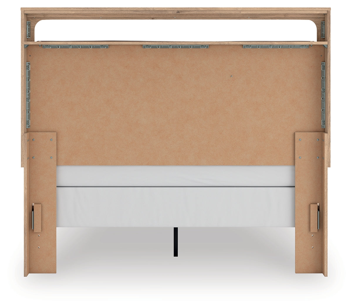 Kinlanni Queen Upholstered Panel Bed with Mirrored Dresser in Tan from Ashley - Luna Furniture