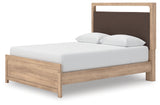 Kinlanni Queen Upholstered Platform Bed with Dresser and Chest in Tan from Ashley - Luna Furniture