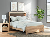 Kinlanni Queen Upholstered Platform Bed with Dresser and Nightstand in Tan from Ashley Furniture - Luna Furniture