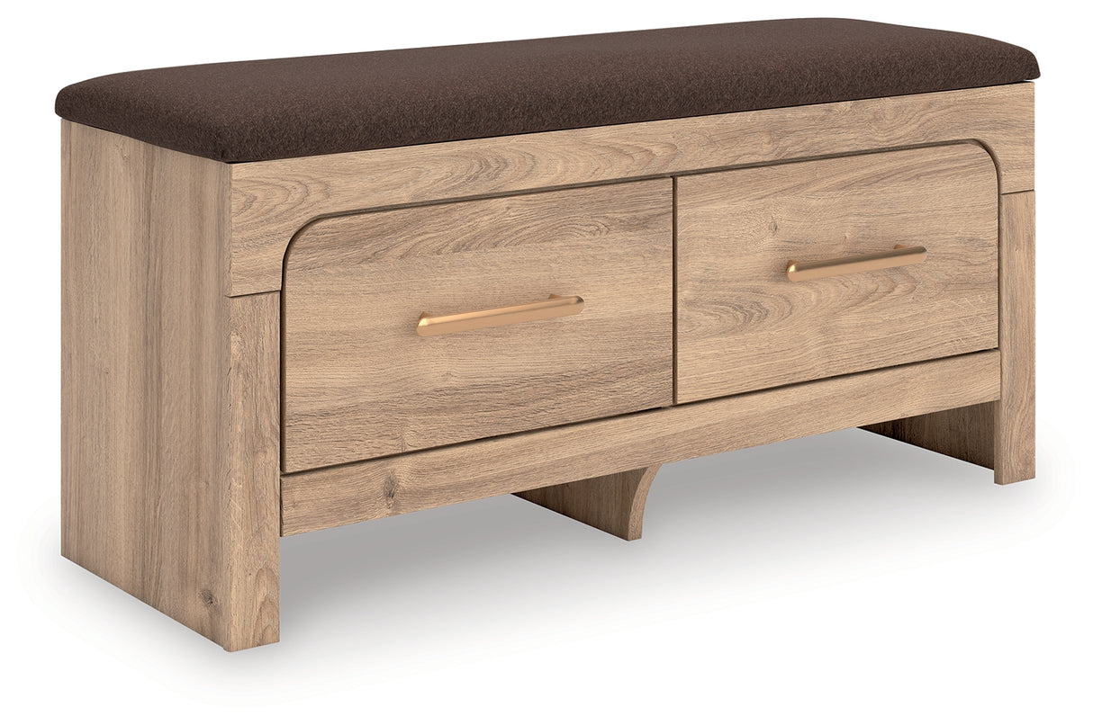 Kinlanni Tan/Brown Bedroom Storage Bench from Ashley - Luna Furniture