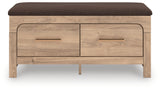 Kinlanni Tan/Brown Bedroom Storage Bench from Ashley - Luna Furniture