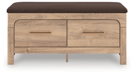 Kinlanni Tan/Brown Bedroom Storage Bench from Ashley - Luna Furniture