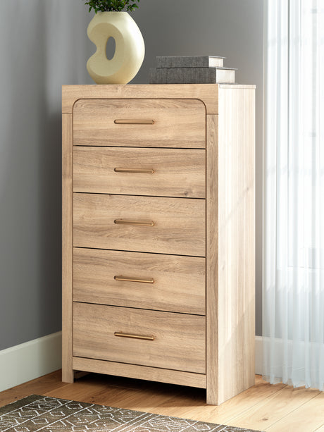 Kinlanni Tan Chest of Drawers from Ashley - Luna Furniture