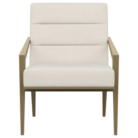 Kirra Cream and Gold Upholstered Accent Armchair with Metal Frame from Coaster - Luna Furniture