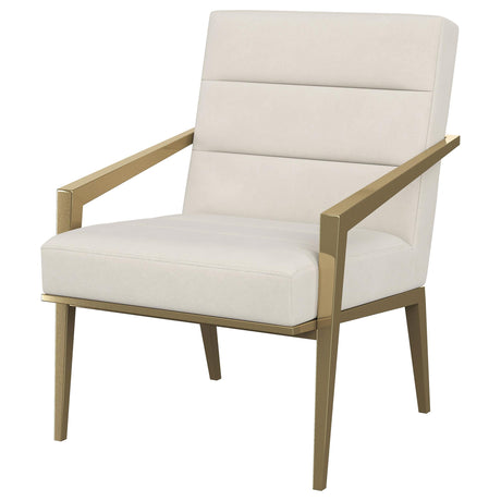 Kirra Cream and Gold Upholstered Accent Armchair with Metal Frame from Coaster - Luna Furniture