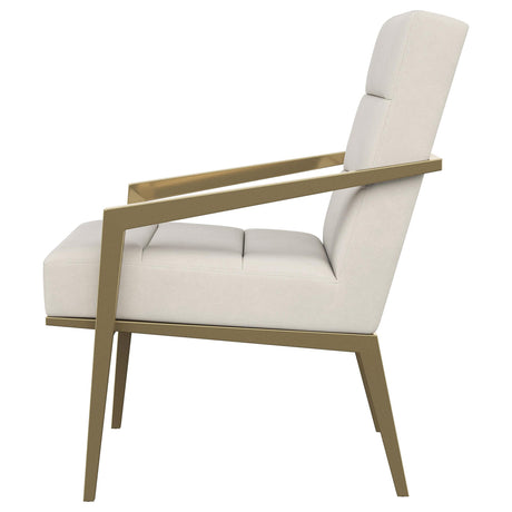 Kirra Cream and Gold Upholstered Accent Armchair with Metal Frame from Coaster - Luna Furniture