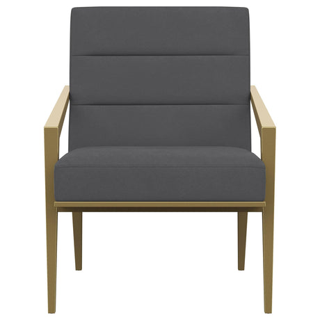 Kirra Dark Gray and Gold Upholstered Accent Armchair with Metal Frame from Coaster - Luna Furniture