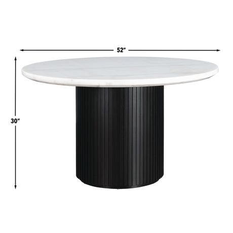 Colvin 52″ Round White Marble Dining Table, Black Finish from Steve Silver - Luna Furniture
