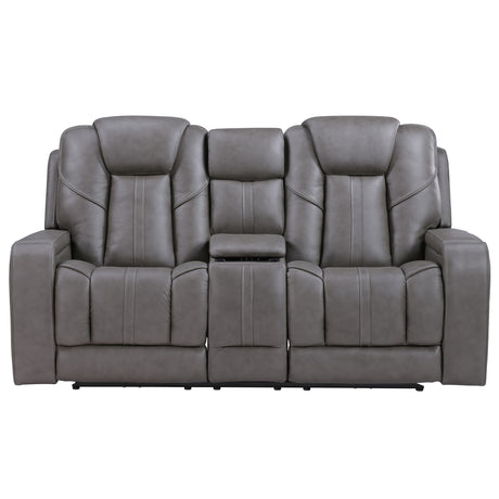 Daniel Triple Power Home Theater Leather Reclining Console Loveseat, Built-in Speakers, Heat and Massage from Steve Silver - Luna Furniture