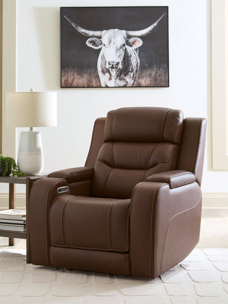 Knightington Brown Power Recliner with Audio Seating from Ashley - Luna Furniture