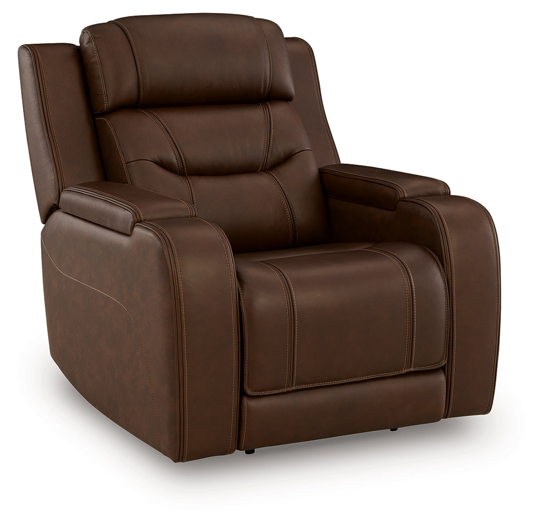 Knightington Brown Power Recliner with Audio Seating from Ashley - Luna Furniture