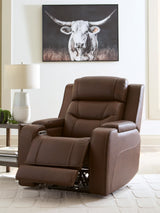 Knightington Brown Power Recliner with Audio Seating from Ashley - Luna Furniture