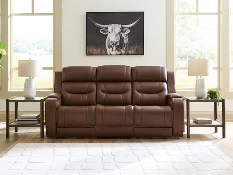 Knightington Brown Power Reclining Sofa with Audio Seating from Ashley Furniture - Luna Furniture