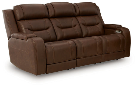 Knightington Brown Power Reclining Sofa with Audio Seating from Ashley Furniture - Luna Furniture