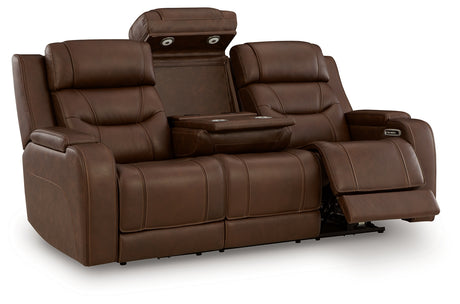 Knightington Brown Power Reclining Sofa with Audio Seating from Ashley Furniture - Luna Furniture
