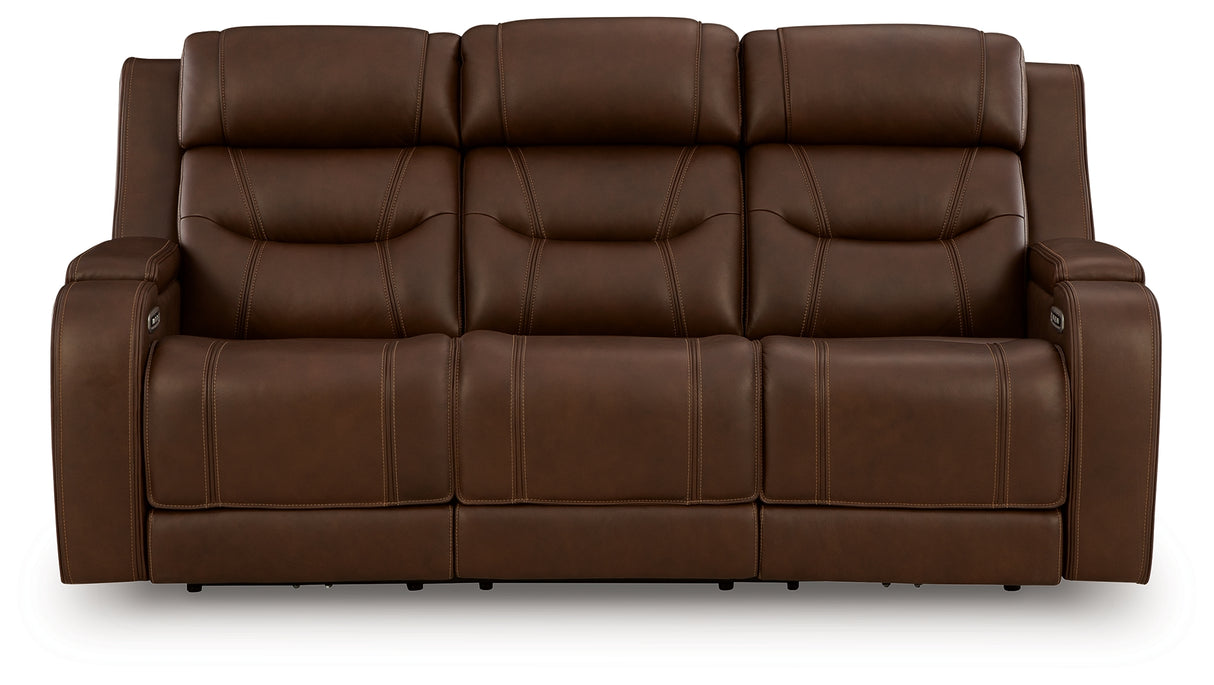 Knightington Brown Power Reclining Sofa with Audio Seating from Ashley Furniture - Luna Furniture