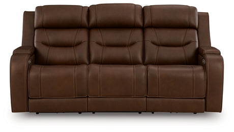 Knightington Brown Power Reclining Sofa with Audio Seating from Ashley Furniture - Luna Furniture