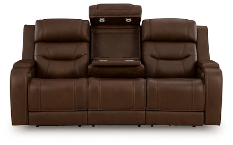 Knightington Brown Power Reclining Sofa with Audio Seating from Ashley Furniture - Luna Furniture