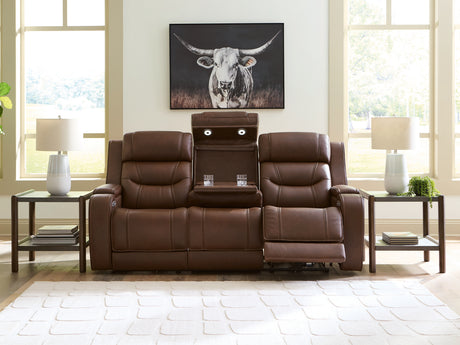 Knightington Brown Power Reclining Sofa with Audio Seating from Ashley Furniture - Luna Furniture