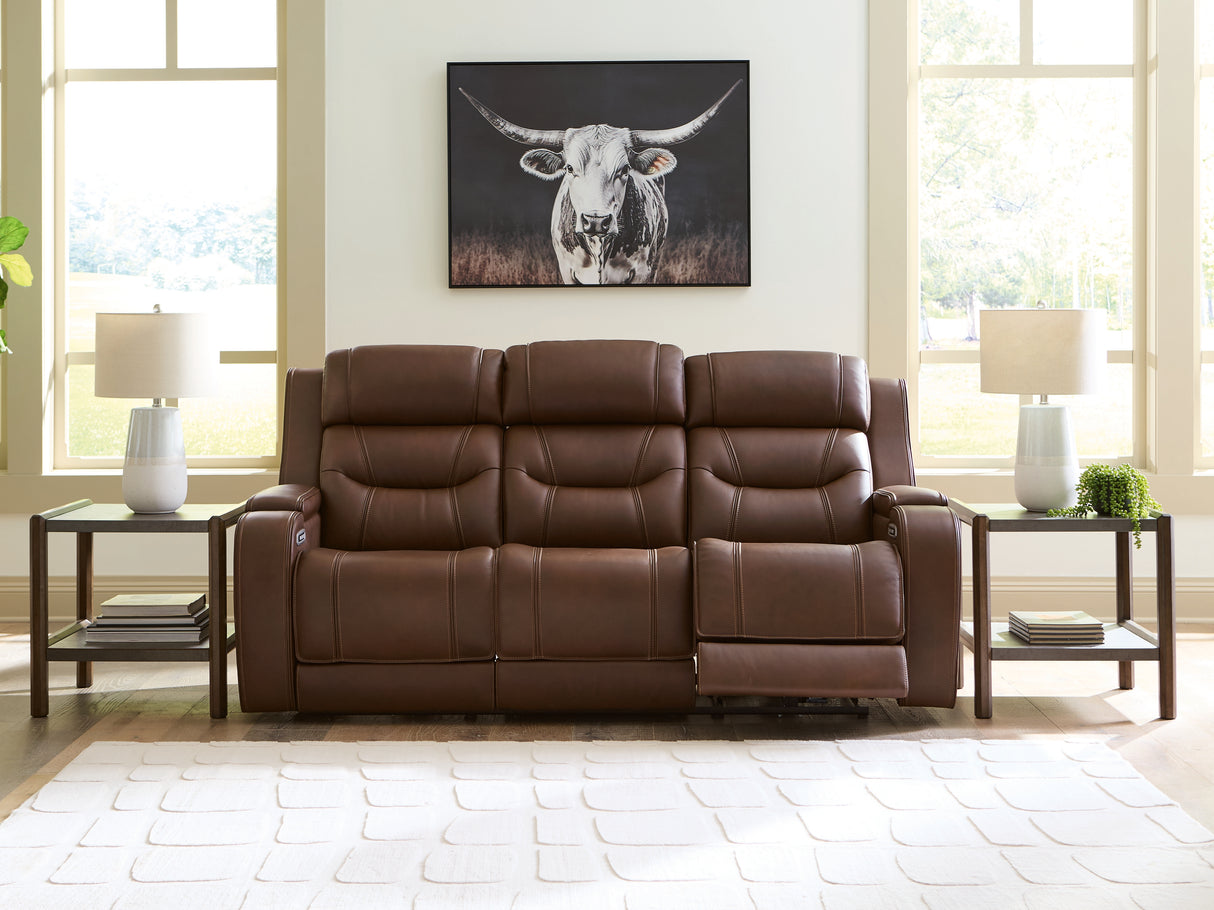 Knightington Brown Power Reclining Sofa with Audio Seating from Ashley Furniture - Luna Furniture