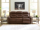 Knightington Brown Power Reclining Sofa with Audio Seating from Ashley Furniture - Luna Furniture