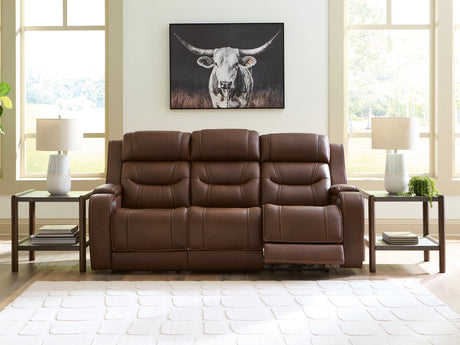 Knightington Brown Power Reclining Sofa with Audio Seating from Ashley Furniture - Luna Furniture
