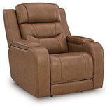 Knightington Caramel Power Recliner with Audio Seating from Ashley - Luna Furniture