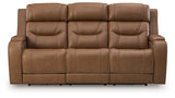 Knightington Caramel Power Reclining Sofa with Audio Seating from Ashley - Luna Furniture