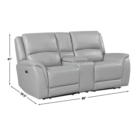Alexandria Stone Top-Grain Leather Power Reclining Console Loveseat from Steve Silver - Luna Furniture