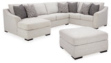Koralynn 3-Piece Sectional with Ottoman in Stone from Ashley - Luna Furniture