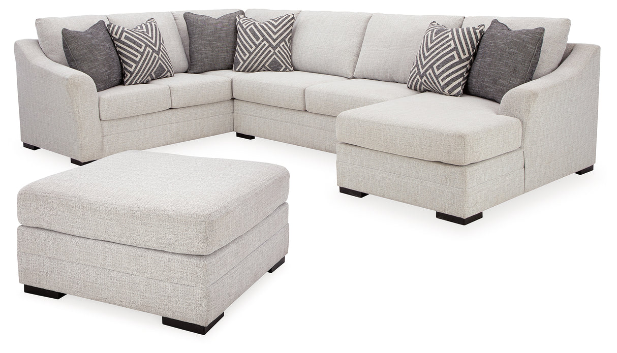 Koralynn 3-Piece Sectional with Ottoman in Stone from Ashley - Luna Furniture