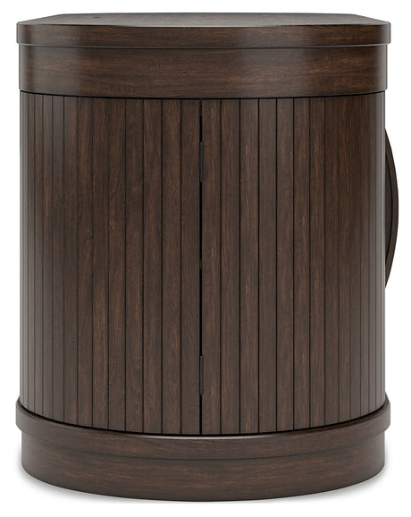 Korestone Home Office Desk with Chair and Storage in Warm Brown from Ashley - Luna Furniture