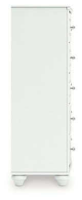 Kozlani Full Upholstered Panel Bed with Dresser and Chest in White from Ashley - Luna Furniture