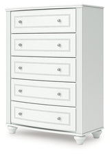 Kozlani Full Upholstered Panel Bed with Dresser and Chest in White from Ashley - Luna Furniture