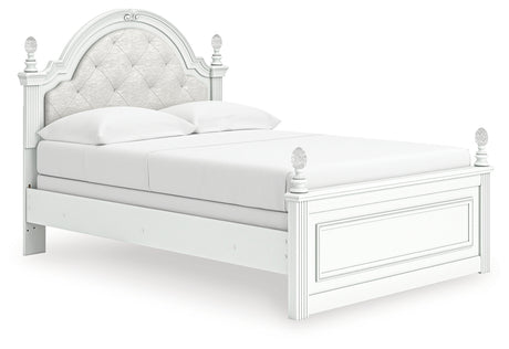 Kozlani Full Upholstered Panel Bed with Dresser and Chest in White from Ashley - Luna Furniture