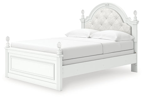 Kozlani Full Upholstered Panel Bed with Dresser and Chest in White from Ashley - Luna Furniture