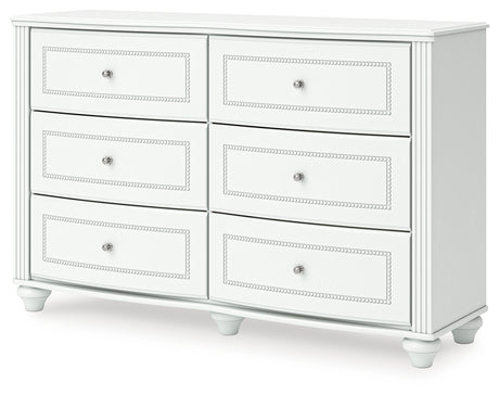 Kozlani Full Upholstered Panel Bed with Dresser and Chest in White from Ashley - Luna Furniture