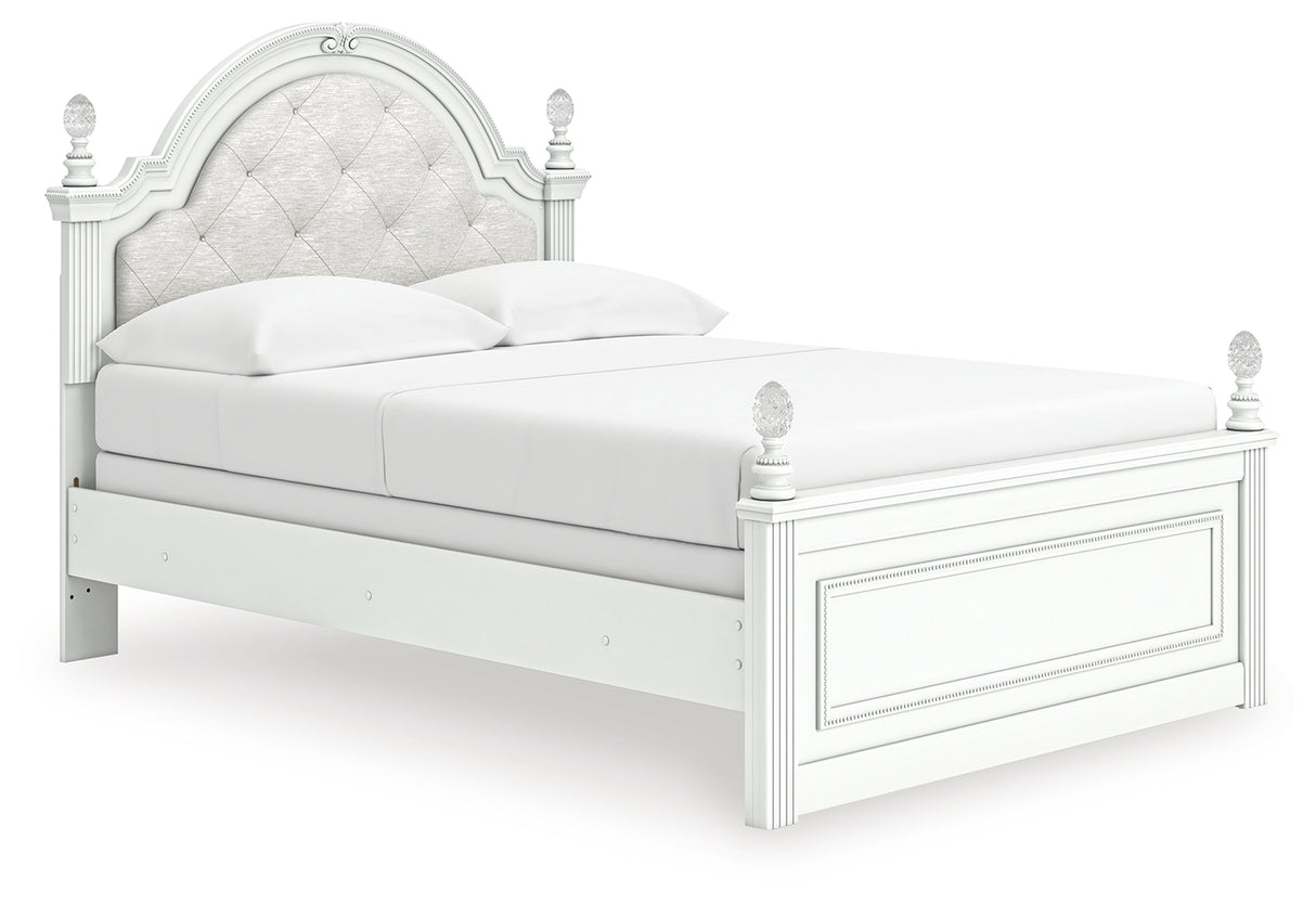 Kozlani Full Upholstered Panel Bed with Dresser and Nightstand in White from Ashley - Luna Furniture