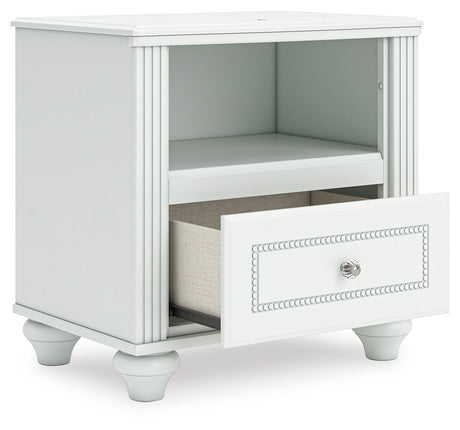 Kozlani Full Upholstered Panel Bed with Dresser and Nightstand in White from Ashley - Luna Furniture