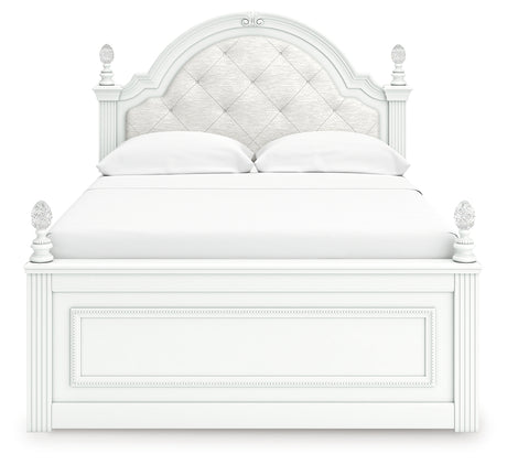 Kozlani Full Upholstered Panel Bed with Dresser in White from Ashley - Luna Furniture