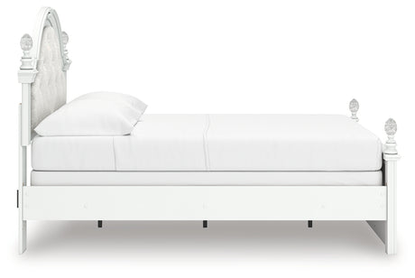 Kozlani Full Upholstered Panel Bed with Dresser in White from Ashley - Luna Furniture